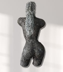 Silver Torso Wall Sculpture - Abstract Metal Art for Home and Garden