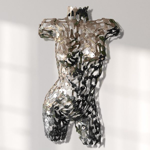 metal female keys torso ;Handmade Metal Wall Decor: