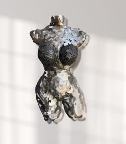 Exquisite Handcrafted Metal Sculpture: Feminine Torso Mannequin for Modern Interiors - A Masterpiece of Artistic Metal Wall Decor