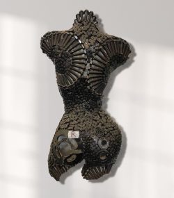 Chain torso bust , Handcrafted Metal Wall Decor: Artistic Female Torso Sculpture in Metallic Shades ;sculpture of a Woman,