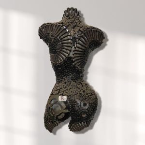 Chain torso bust , Handcrafted Metal Wall Decor: Artistic Female Torso Sculpture in Metallic Shades ;sculpture of a Woman,