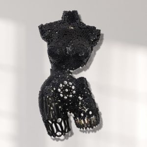 Elegant Metal Female Torso Sculpture statue- Handcrafted Art with Cohesive Structure and Visual Interest