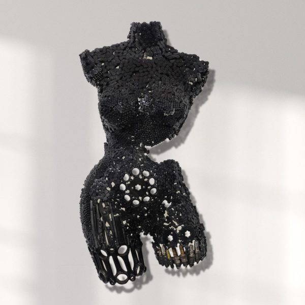 Elegant Metal Female Torso Sculpture statue- Handcrafted Art with Cohesive Structure and Visual Interest