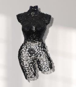 Striking Metal Flower Bust Torso Woman Sculpture: Handcrafted Artwork