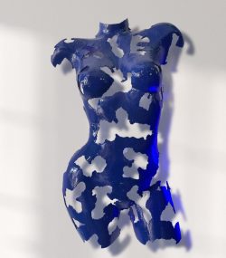 blue chromic Unique Wall Sculpture, Women torso