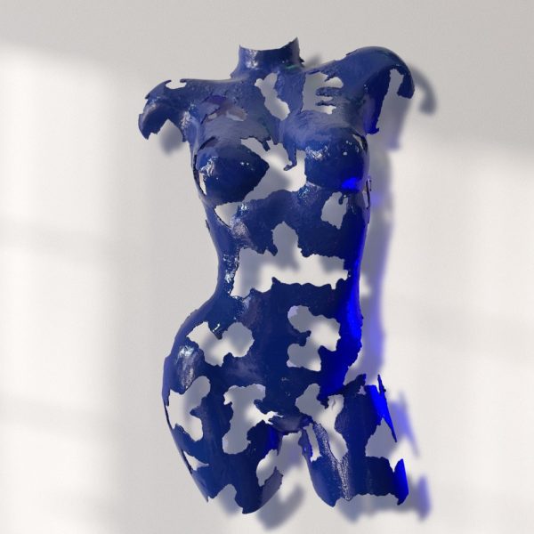 blue chromic Unique Wall Sculpture, Women torso