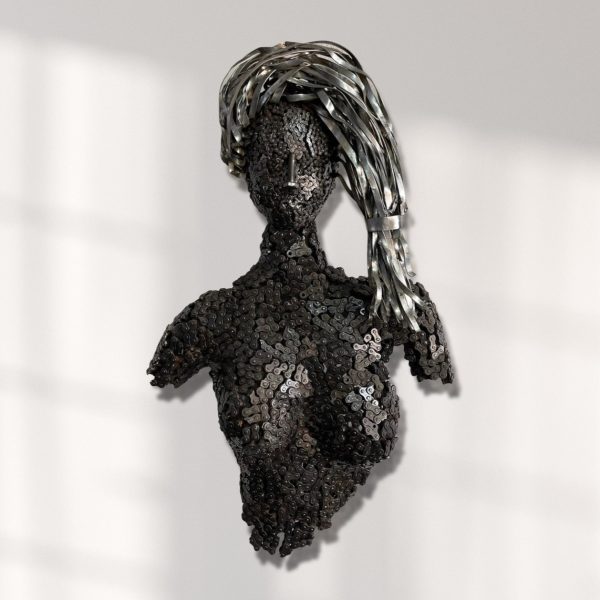 Timeless bust Beauty: Handcrafted Woman Bust Sculpture | Unique Metal Art with Recycled Parts