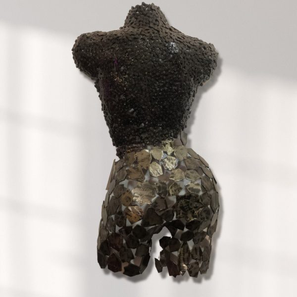 Handcrafted bust Sculpture -chains and plates
