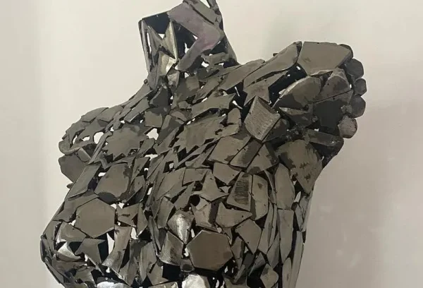 Handcrafted Scrap Metal Torso Sculpture - Elegant Female Torso Metal