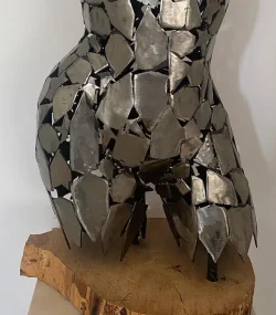 Handcrafted Scrap Metal Torso Sculpture -Elegant Female Torso Metal