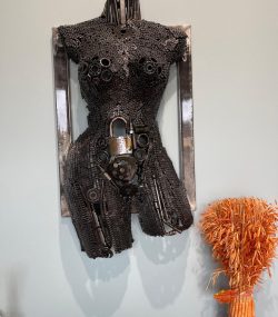 Handcrafted Scrap Metal Torso Sculpture - Handmade Steel Art