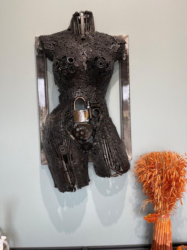 Handcrafted Scrap Metal Torso Sculpture - Handmade Steel Art