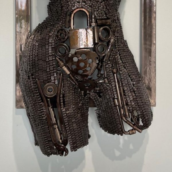 Handcrafted Scrap Metal Torso Sculpture - Handmade Steel Art