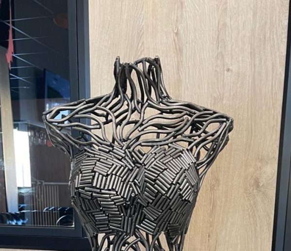 Handcrafted Scrap Metal Torso Sculpture - Handmade Steel Art