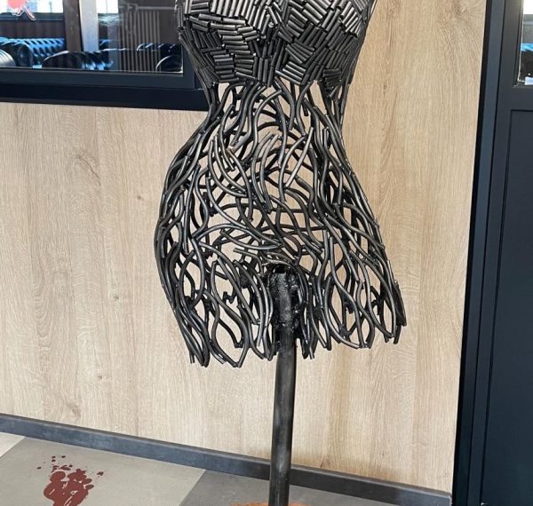 Handcrafted Scrap Metal Torso Sculpture - Handmade Steel Art