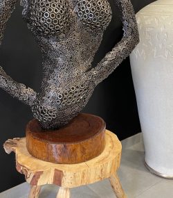 Handcrafted Scrap Metal Torso Sculpture -Half-Bust Metal Wall