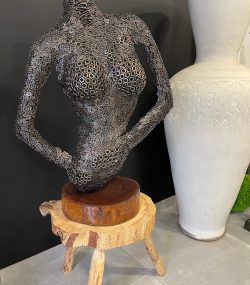 Handcrafted Scrap Metal Torso Sculpture -Half-Bust Metal Wall