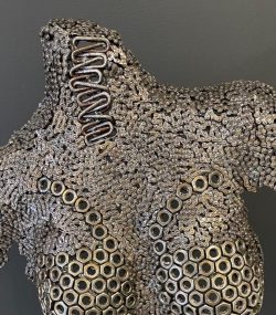Handcrafted Scrap Metal Torso Sculpture -Half-Bust Metal Wall