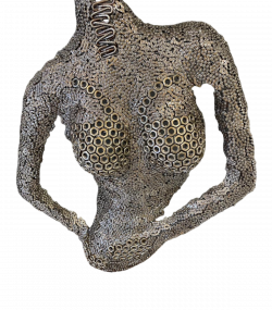 Handcrafted Scrap Metal Torso Sculpture -Half-Bust Metal Wall