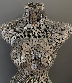 Handcrafted Scrap Metal Torso Sculpture - Handmade Steel Art