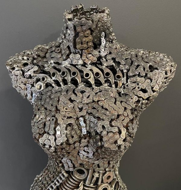 Handcrafted Scrap Metal Torso Sculpture - Handmade Steel Art