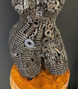 Handcrafted Scrap Metal Torso Sculpture - Handmade Steel Art