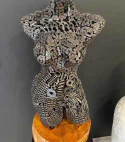 Handcrafted Scrap Metal Torso Sculpture - Handmade Steel Art