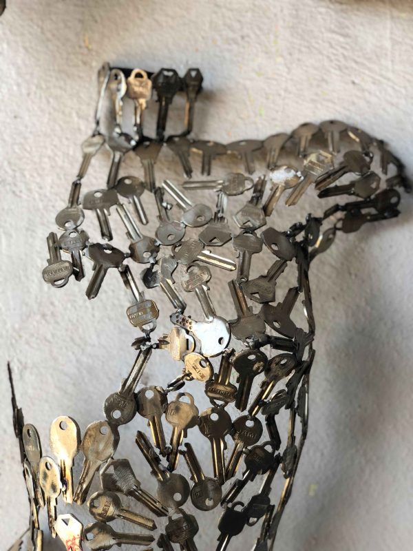 Welded Metal bust Statue - Metal Torso Sculpture - Handmade Steel Art