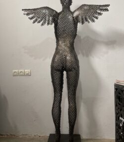 Welded Metal bust Statue - Metal Torso Sculpture - Handmade Steel Art axle nuts female statue