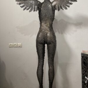 Welded Metal bust Statue - Metal Torso Sculpture - Handmade Steel Art axle nuts female statue