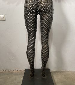 Welded Metal bust Statue - Metal Torso Sculpture - Handmade Steel Art axle nuts female statue
