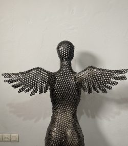 Welded Metal bust Statue - Metal Torso Sculpture - Handmade Steel Art axle nuts female statue