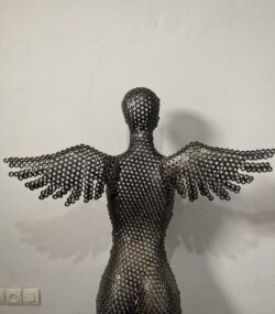 Welded Metal bust Statue - Metal Torso Sculpture - Handmade Steel Art axle nuts female statue