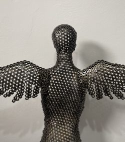 Welded Metal bust Statue - Metal Torso Sculpture - Handmade Steel Art axle nuts female statue