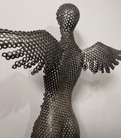 Welded Metal bust Statue - Metal Torso Sculpture - Handmade Steel Art axle nuts female statue