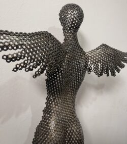 Welded Metal bust Statue - Metal Torso Sculpture - Handmade Steel Art axle nuts female statue