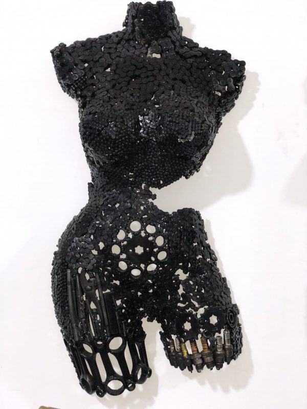 Welded Metal bust Statue - Metal Torso Sculpture - Handmade Steel Art