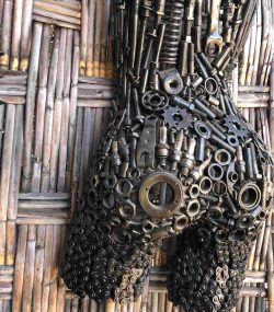 Welded Metal bust Statue - Metal Torso Sculpture - Handmade Steel Art