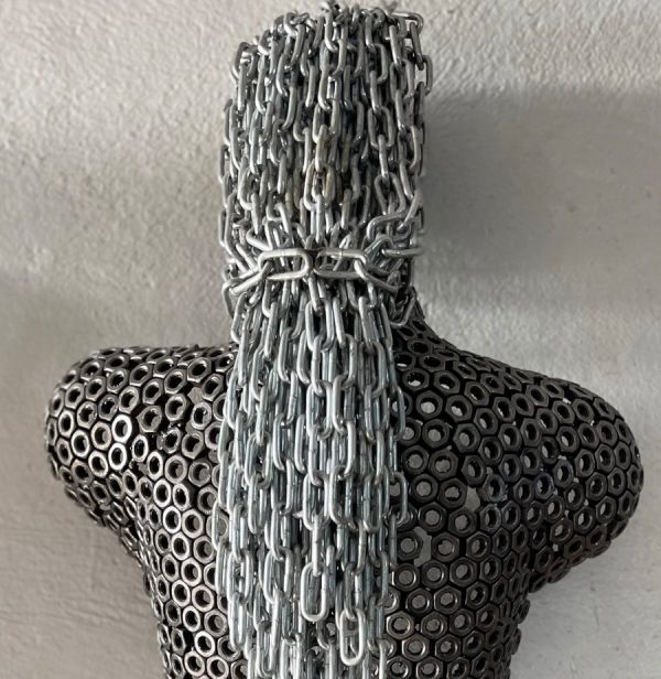 Welded Metal bust Statue - Metal Torso Sculpture - Handmade Steel Art