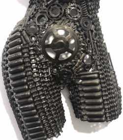 Contemporary Scrap Metal Sculpture Torso - Handmade Steel Art
