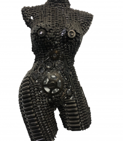 Contemporary Scrap Metal Sculpture Torso - Handmade Steel Art