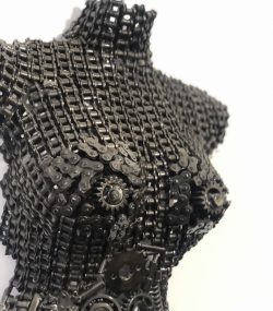 Contemporary Scrap Metal Sculpture Torso - Handmade Steel Art