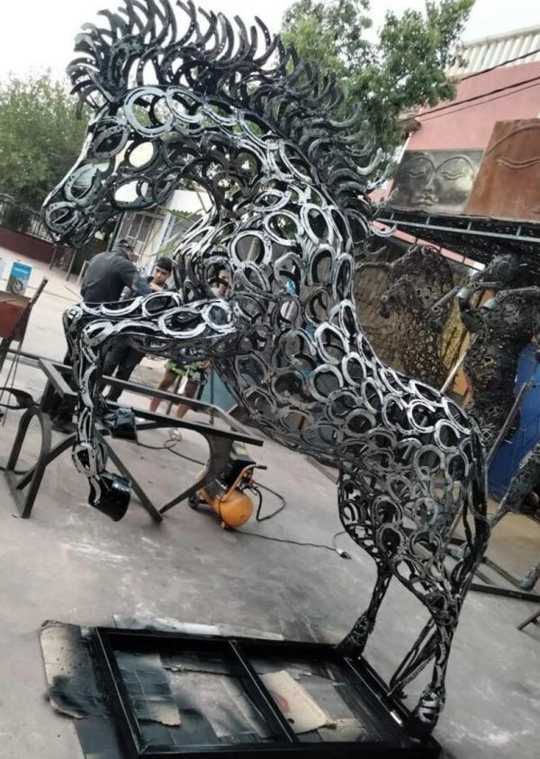 Handcrafted Scrap Metal Horse Sculpture - Handmade Steel Art