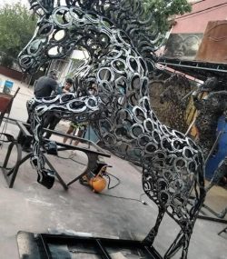 Handcrafted Scrap Metal Horse Sculpture - Handmade Steel Art