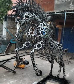 Handcrafted Scrap Metal Horse Sculpture - Handmade Steel Art
