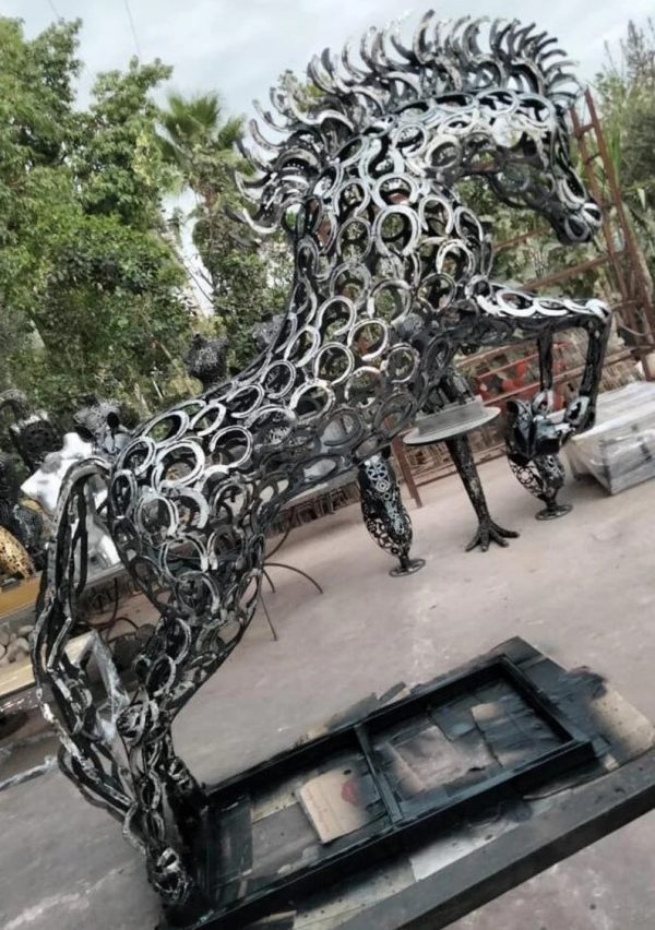 Handcrafted Scrap Metal Horse Sculpture - Handmade Steel Art