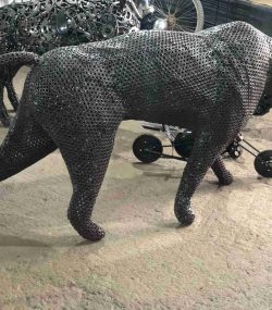 Salvaged Scrap Metal leopard Sculpture / Handmade Steel Art