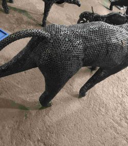 Salvaged Scrap Metal leopard Sculpture / Handmade Steel Art