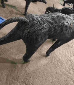 Salvaged Scrap Metal leopard Sculpture / Handmade Steel Art