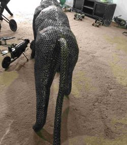 Salvaged Scrap Metal leopard Sculpture / Handmade Steel Art